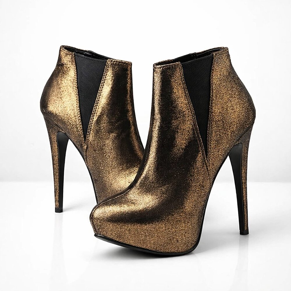 5/$15 Rock & Republic Metallic Georgine Cooper Bronze Ankle Boots